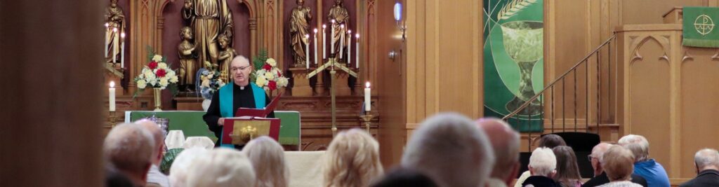 pastor delivering church service